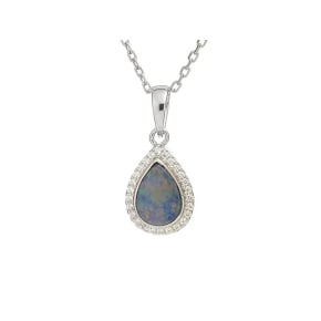 Pendentif avec opale bleue doublet, en argent rhodié 925, hauteur 1+0,6 cm