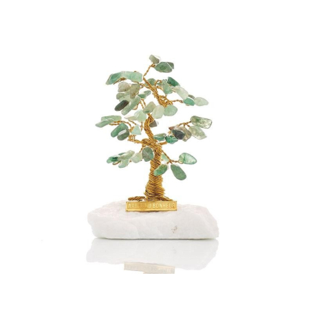 Arbre du bonheur de 8 cm avec aventurine et marbre grec