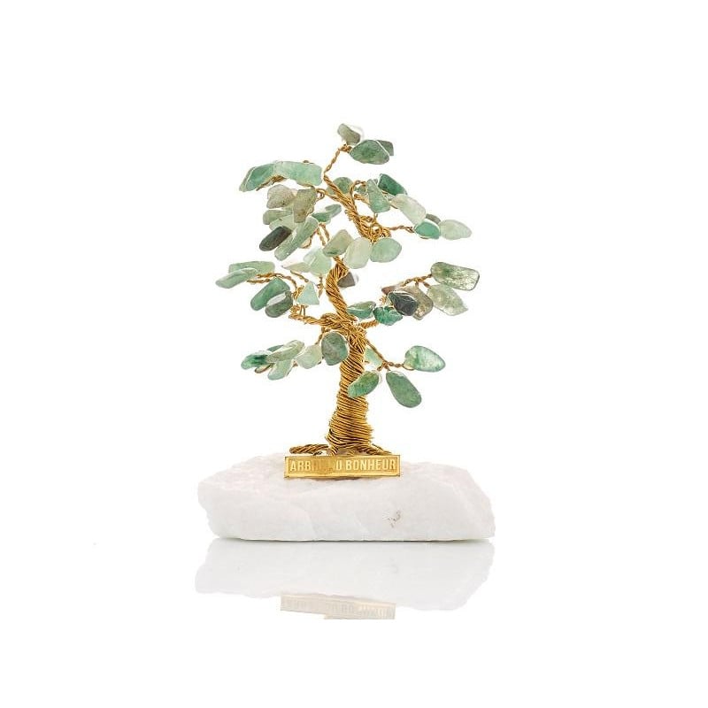 Árbol de la felicidad de 8 cm con aventurina y mármol griego.