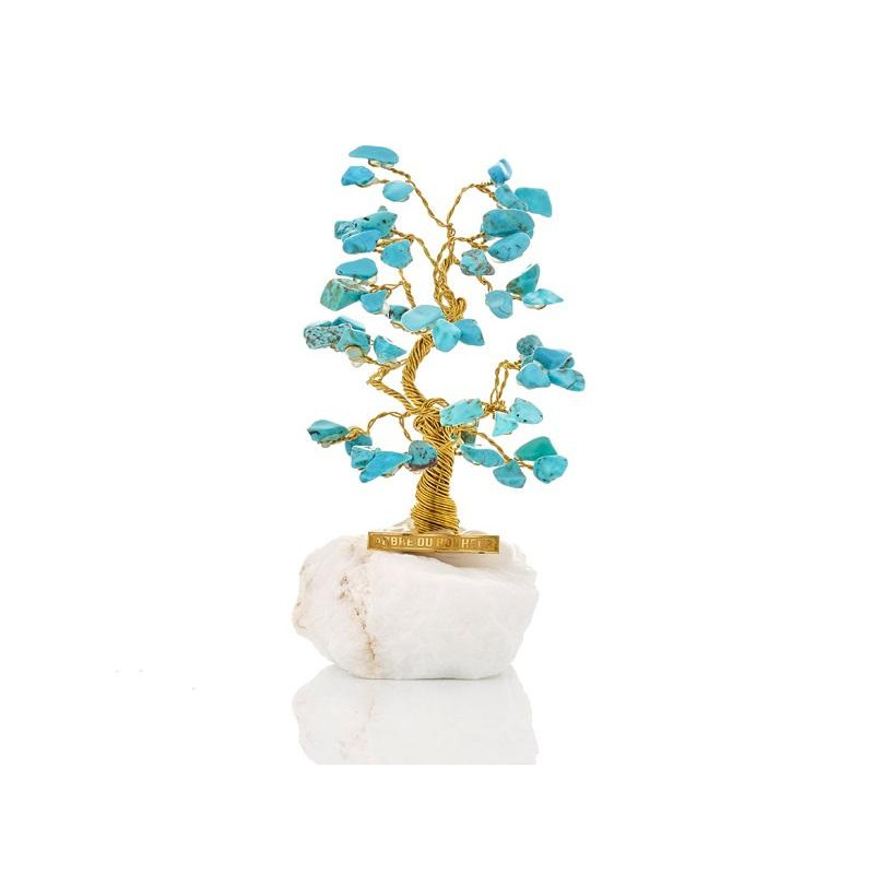 Arbre du bonheur de 8 cm avec turquoise et marbre grec