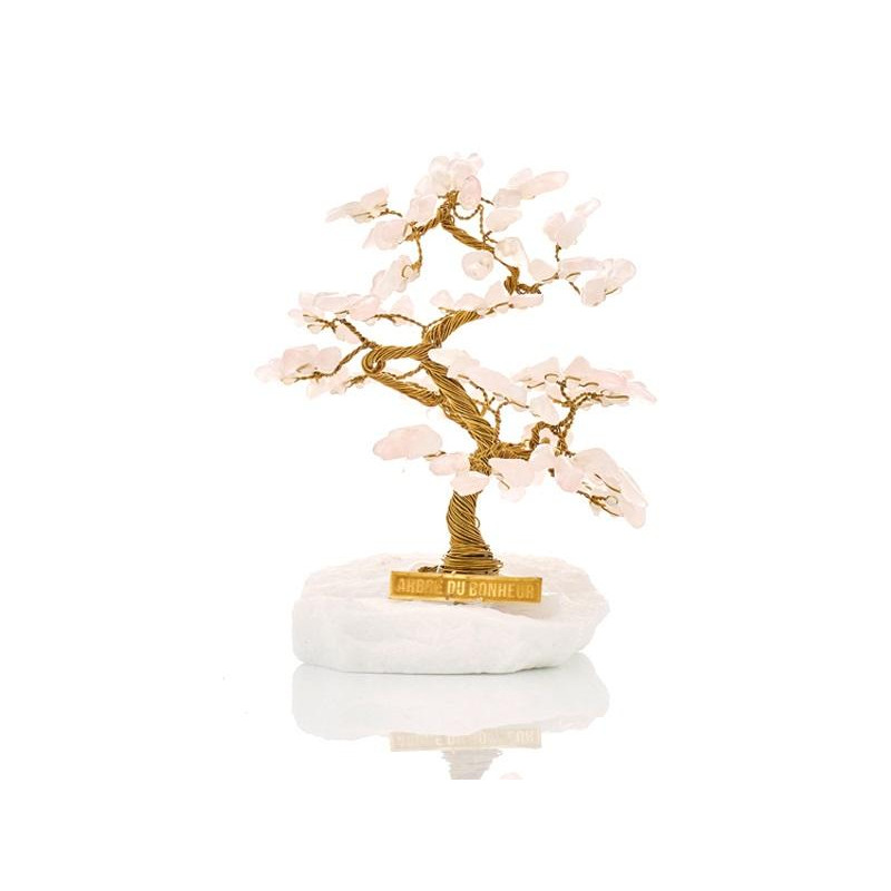 Tree of happiness 13 cm with rose quartz (105 petals) and Greek marble