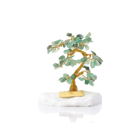 Arbre du bonheur 16-17 cm avec aventurine (95 pétales) et marbre grec