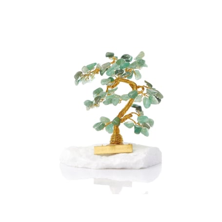 Geluksboom 16-17 cm met aventurijn (95 bloemblaadjes) en Grieks marmer