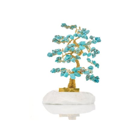 Geluksboom 16-17 cm met turquoise (95 bloemblaadjes) en Grieks marmer