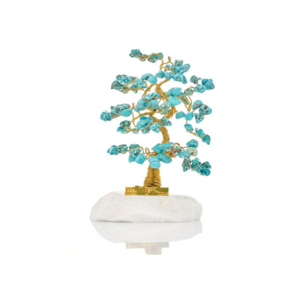 Arbre du bonheur 16-17 cm avec turquoise (95 pétales) et marbre grec