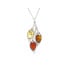 Pandantiv cu picătură de chihlimbar multicolor, din argint 925 rodiu, înălțime 3 cm