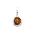 Colgante con gota de ámbar coñac, en plata 925 rodiada, altura 1,9+4 cm