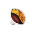 Ring with natural multi-colored amber from the Baltic Sea, in 925 rhodium-plated silver