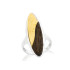 Bague avec ambre et chêne, en argent rhodié 925
