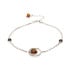 Pulsera con ámbar redondo multicolor, en plata 925 rodiada, longitud 16+3 cm