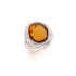 Ring with natural cognac amber from the Baltic Sea oval, in rhodium-plated silver 925