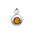 Hanger met ronde cognac-amber, in 925 gerhodineerd zilver, diameter 1,5+1 cm