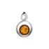 Pendentif avec ambre cognac rond, en argent rhodié 925, diamètre 1,5+1 cm