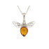 Ciondolo ape con ambra cognac, in argento 925 rodiato, altezza 1,5+0,8 cm