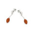 Pendientes con ámbar coñac natural, en plata 925 rodiada