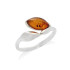 Ring with natural cognac amber from the Baltic Sea, in rhodium-plated silver 925