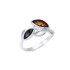 Inel cu chihlimbar multicolor al Marii Baltice, realizat din argint 925 placat cu rodiu