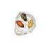 Bague avec ambre multicolore naturel de la mer Baltique, en argent rhodié 925