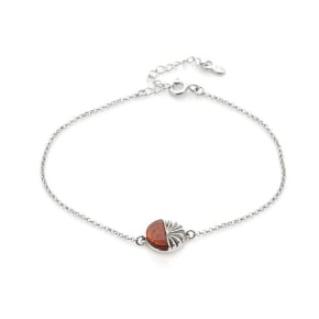 Armband met natuurlijk cognac-amber, in 925 gerhodineerd zilver, lengte 17+3 cm