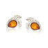Boucles d'oreilles avec ambre cognac naturel, en argent rhodié 925