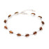 Bracelet with cognac amber navette, in rhodium silver 925, length 17+3 cm