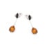 Boucles d'oreilles avec ambre cognac naturel, en argent rhodié 925