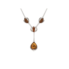 Necklace with cognac amber,...