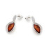 Oorbellen met natuurlijk cognac-amber, in gerhodineerd zilver 925
