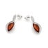 Orecchini con ambra naturale cognac, in argento 925 rodiato