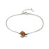 Pulseira tartaruga com âmbar conhaque oval, em prata 925 banhada a ródio, comprimento 17+3 cm