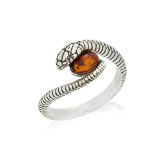 Anillo serpiente con ámbar...