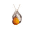 Colgante con gota de ámbar coñac, en plata envejecida 925, altura 2 cm
