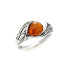 Ring with natural cognac amber from the Baltic Sea, in aged 925 silver