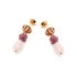 Boucles d'oreilles avec quartz rose et tourmaline, en argent doré 925