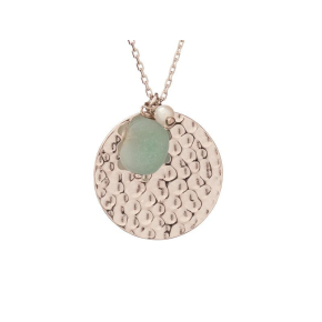 Collana con amazzonite e perle, in argento 925 rodiato, lunghezza 42+3 cm