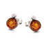 Cercei tip tip cu chihlimbar natural cognac, din argint 925 placat cu rodiu