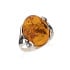 Anel grande de pedra com âmbar conhaque natural oval, em prata 925 envelhecida
