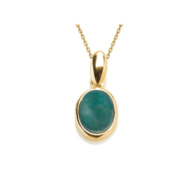 Pendant with blue opal doublet, in 925 gold plated silver, height 1 cm