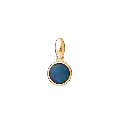 Pendentif rond opale bleue doublet, argent doré 925, diamètre 0,8+0,7 cm