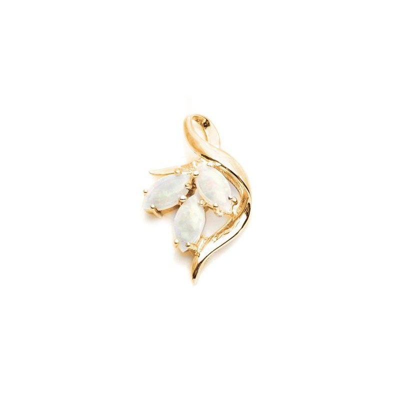 Pendentif avec opale blanche navette, en argent doré 925, hauteur 1,8 cm