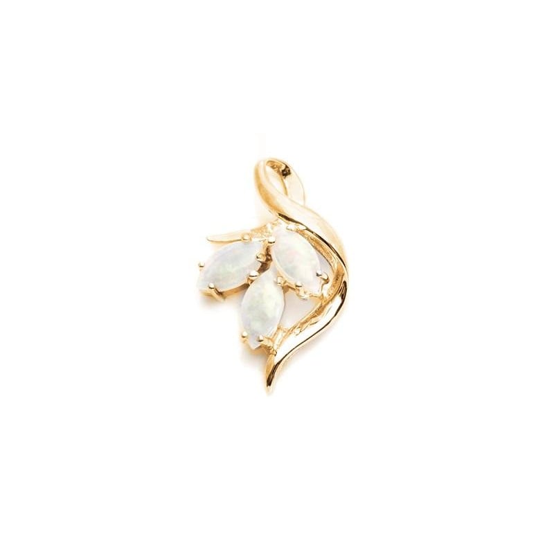 Pingente com opala branca, em prata dourado 925, altura 1,8 cm