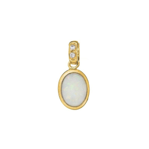 Anhänger mit ovalem weißem Opal, aus 925er vergoldeter Silber, Höhe 1+0,6 cm
