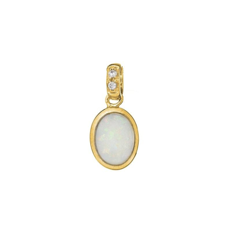 Oval beyaz opal Kolye ucu , 925 altın gümüş, yükseklik 1+0,6 cm