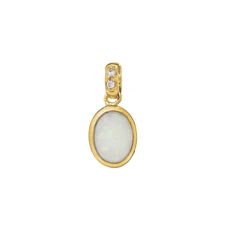 Pingente oval com opala branca, em prata dourado 925, altura 1+0,6 cm