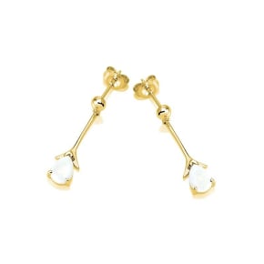 Hangende oorbellen met ovale witte opaal, in 925 goudkleurige zilver