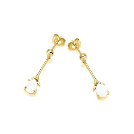 Hangende oorbellen met ovale witte opaal, in 925 goudkleurige zilver