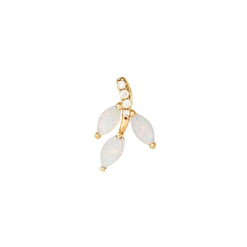 Pendentif avec opale et oxyde de zirconium, en argent doré 925, hauteur 1,5 cm