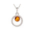Pendentif avec ambre cognac naturel de la mer Baltique ovale, argent rhodié 925