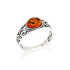 Anello con ambra cognac naturale del Mar Baltico ovale, realizzato in argento invecchiato 925