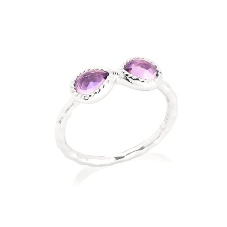 Bague goutte avec améthyste violette naturelle, en argent rhodié 925